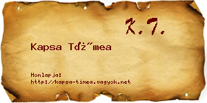 Kapsa Tímea névjegykártya